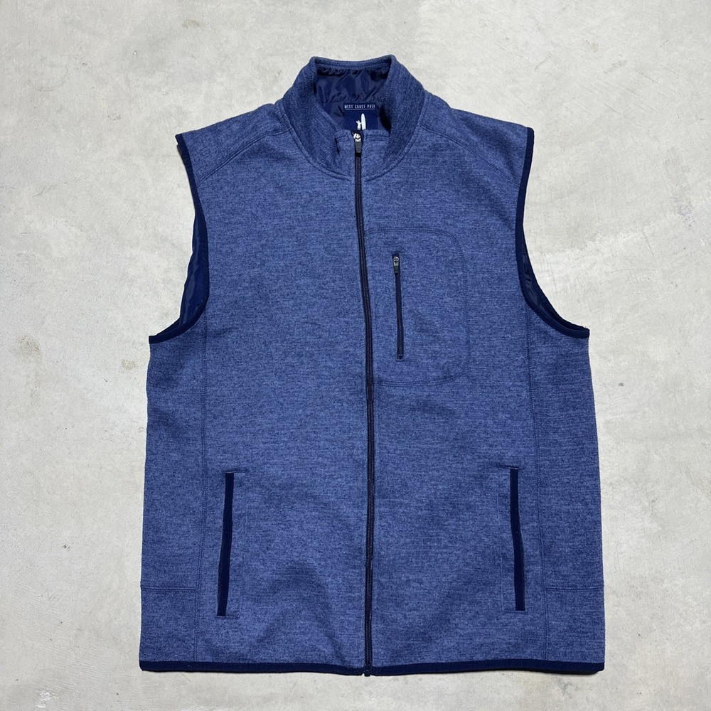Johnnie O Sweater Men's SZ XL Blue Gray Tahoe Vest Fleece Zip Up West Coast Prep
